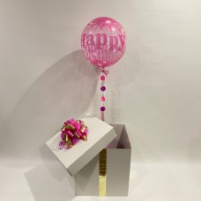 Happy Birthday Pink Sparkling Deco Bubble Balloon in a Box